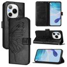 For Honor Power 5G Embossed Butterfly Leather Phone Case(Black) - 1