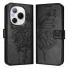 For Honor Power 5G Embossed Butterfly Leather Phone Case(Black) - 2