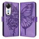 For Honor Play 60 5G Embossed Butterfly Leather Phone Case(Purple) - 2