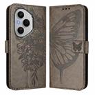 For Honor 400 Pro 5G Global 160.8mm Embossed Butterfly Leather Phone Case(Grey) - 2