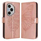 For Honor 400 Pro 5G Global 160.8mm Embossed Butterfly Leather Phone Case(Rose Gold) - 2