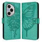 For Honor 400 Pro 5G Global 160.8mm Embossed Butterfly Leather Phone Case(Green) - 2