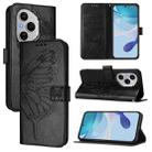 For Honor 400 Pro 5G Global 160.8mm Embossed Butterfly Leather Phone Case(Black) - 1