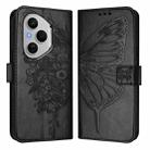 For Honor 400 Pro 5G Global 160.8mm Embossed Butterfly Leather Phone Case(Black) - 2