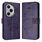For Honor 400 Pro 5G Global 160.8mm Embossed Butterfly Leather Phone Case(Dark Purple) - 2