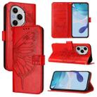 For Honor 400 Pro 5G Global 160.8mm Embossed Butterfly Leather Phone Case(Red) - 1