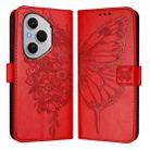 For Honor 400 Pro 5G Global 160.8mm Embossed Butterfly Leather Phone Case(Red) - 2