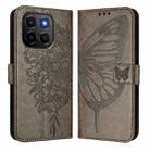 For Honor X6c 4G Embossed Butterfly Leather Phone Case(Grey) - 2