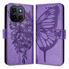 For Honor X6c 4G Embossed Butterfly Leather Phone Case(Purple) - 2