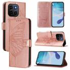 For Honor X6c 4G Embossed Butterfly Leather Phone Case(Rose Gold) - 1