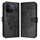 For Honor X6c 4G Embossed Butterfly Leather Phone Case(Black) - 2