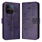For Honor X6c 4G Embossed Butterfly Leather Phone Case(Dark Purple) - 2