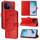 For Honor X6c 4G Embossed Butterfly Leather Phone Case(Red) - 1