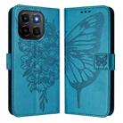 For Honor X6c 4G Embossed Butterfly Leather Phone Case(Blue) - 2
