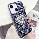 For iPhone 14 Diamond Electroplated Laser Carving Phone Case(Blue) - 1