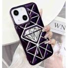 For iPhone 14 Diamond Electroplated Laser Carving Phone Case(Purple) - 1