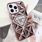 For iPhone 14 Pro Diamond Electroplated Laser Carving Phone Case(Pink) - 1