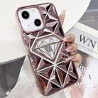 For iPhone 13 Diamond Electroplated Laser Carving Phone Case(Pink) - 1