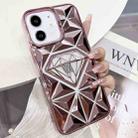 For iPhone 12 Diamond Electroplated Laser Carving Phone Case(Pink) - 1