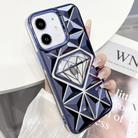 For iPhone 12 Diamond Electroplated Laser Carving Phone Case(Blue) - 1
