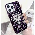 For iPhone 12 Pro Diamond Electroplated Laser Carving Phone Case(Purple) - 1