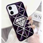 For iPhone 11 Diamond Electroplated Laser Carving Phone Case(Purple) - 1