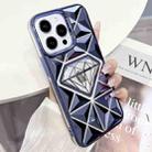 For iPhone 14 Pro Max Diamond Electroplated Laser Carving Phone Case(Blue) - 1