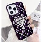 For iPhone 14 Pro Max Diamond Electroplated Laser Carving Phone Case(Purple) - 1