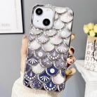 For iPhone 14 Mermaid Scale Electroplated Laser Carving Phone Case(Silver) - 1