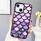 For iPhone 14 Mermaid Scale Electroplated Laser Carving Phone Case(Purple) - 1