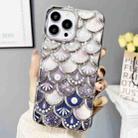 For iPhone 14 Pro Mermaid Scale Electroplated Laser Carving Phone Case(Silver) - 1