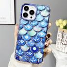 For iPhone 13 Pro Max Mermaid Scale Electroplated Laser Carving Phone Case(Blue) - 1