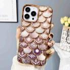 For iPhone 13 Pro Mermaid Scale Electroplated Laser Carving Phone Case(Gold) - 1