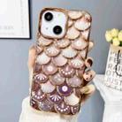 For iPhone 13 Mermaid Scale Electroplated Laser Carving Phone Case(Gold) - 1