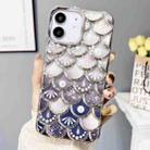 For iPhone 12 Mermaid Scale Electroplated Laser Carving Phone Case(Silver) - 1