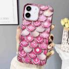 For iPhone 12 Mermaid Scale Electroplated Laser Carving Phone Case(Pink) - 1