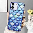 For iPhone 12 Mermaid Scale Electroplated Laser Carving Phone Case(Blue) - 1