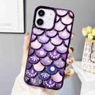 For iPhone 12 Mermaid Scale Electroplated Laser Carving Phone Case(Purple) - 1