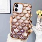 For iPhone 12 Mermaid Scale Electroplated Laser Carving Phone Case(Gold) - 1