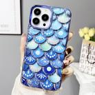 For iPhone 12 Pro Mermaid Scale Electroplated Laser Carving Phone Case(Blue) - 1