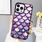 For iPhone 12 Pro Mermaid Scale Electroplated Laser Carving Phone Case(Purple) - 1