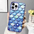 For iPhone 11 Pro Max Mermaid Scale Electroplated Laser Carving Phone Case(Blue) - 1