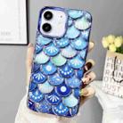 For iPhone 11 Mermaid Scale Electroplated Laser Carving Phone Case(Blue) - 1