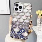 For iPhone 14 Pro Max Mermaid Scale Electroplated Laser Carving Phone Case(Silver) - 1