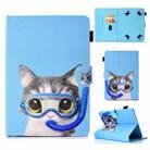 For 10 inch Universal Colored Drawing Stitching Leather Tablet Case(Diving Cat) - 1