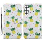 For Samsung Galaxy A05s Painted Pattern Horizontal Flip Leather Phone Case(Pineapple) - 1