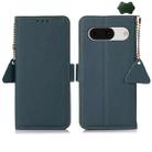 For Google Pixel 8A Side-Magnetic TJ Genuine Leather RFID Phone Case(Green) - 1