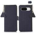 For Google Pixel 8A Side-Magnetic TJ Genuine Leather RFID Phone Case(Blue) - 1