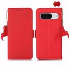 For Google Pixel 8A Side-Magnetic TJ Genuine Leather RFID Phone Case(Red) - 1