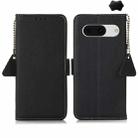 For Google Pixel 8A Side-Magnetic TJ Genuine Leather RFID Phone Case(Black) - 1